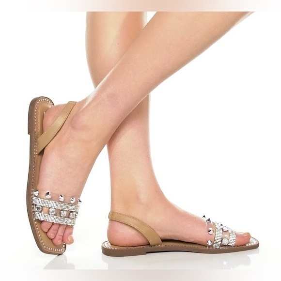 Steve Madden Shoes - Steve Madden Size 11 Tiko Clear Slingback Silver Rhinestone Embellished Sandals